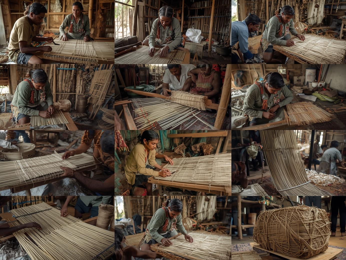 Madurkathi weaving process